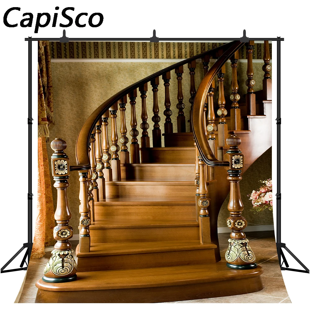 Telón de fondo Capisco para estudio fotográfico, escaleras de madera, lujoso fondo profesional para interiores, photocall