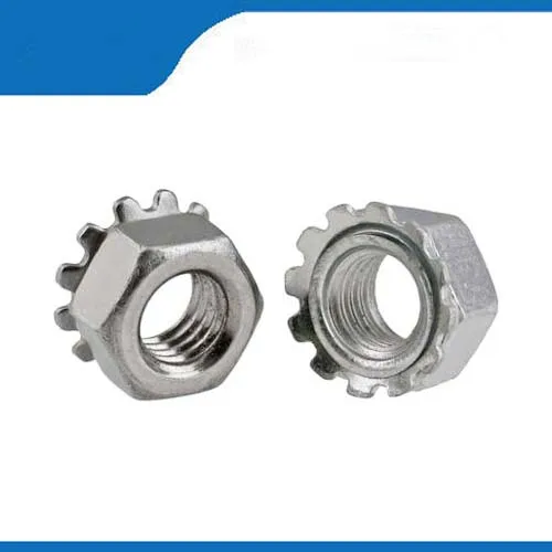 M3/M4/M5/M6/M8  Carbon steel Keps nut Multi tooth K-type gear toothed lock nut, Zinc plated Inch Thread, Carbon steel K nut