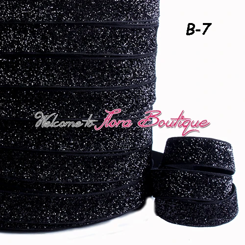 

(150 yards per lot) wholesale 16mm BLACK metallic velvet elastic ribbons