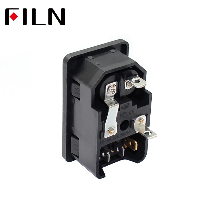 New Integral 250V 10A Red Rocker Switch Fused IEC320 C14 Inlet Power Socket Fuse Switch Connector 2pin Plug Male Connector