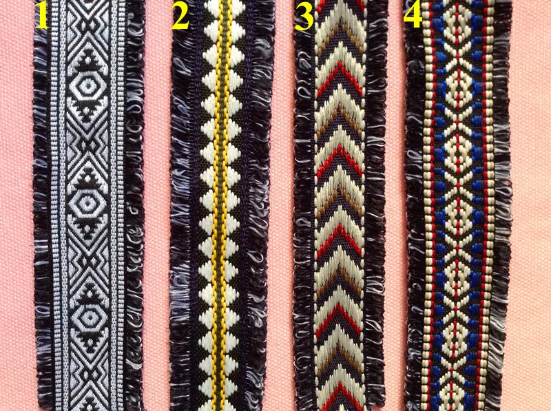 34mm-37mm colorful nation style shabby ribbon trim,4 colors available,XERY-DW1014B