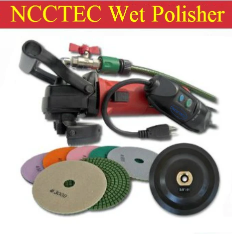 a combo of 5\'\' angle water WET polisher+Euro plug connection+A set of 5\'\' polishing wheels+5\'\' stick pad/125mm angle grinder M14