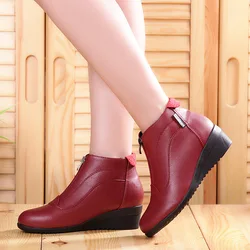 Winter Boots Women 2020 Women Snow Boots Wedge Heels Winter Shoes Women Warm Fur Casual Shoes  Zip Women's Shoes Botas Mujer