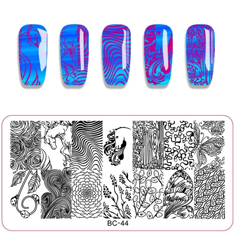 1PC Nail Art Stamping Halloween Pattern Animal Skull Design Rectangle template Nail Stamping Plate stencil for nails art