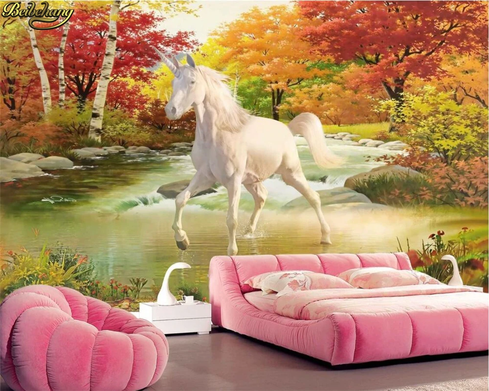 

beibehang Custom Photo Wallpaper Mural European Unicorn Oil Painting Landscape Decoration TV Background Wall Painting Wall paper