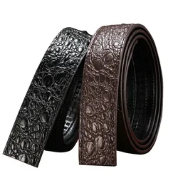 Male Crocodile Pattern Belts Automatic Buckle High Quality Business Belt Fashion Luxury Designer Men's Waistband 3.4cm No Buckle