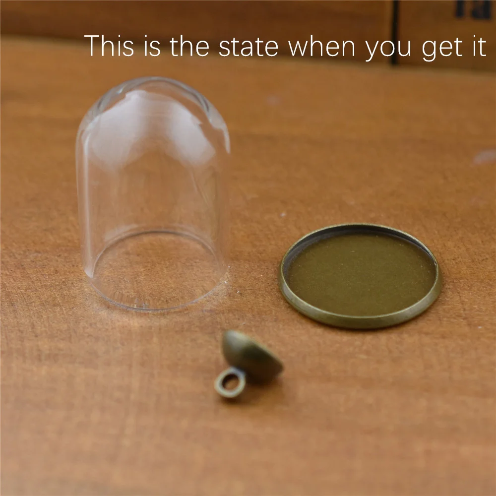 2pcs 25*18mm Hollow Tube Glass Jar Setting Base Beads Cap Glass Pendant Bottle Jewelry Findings Handmade DIY Materials