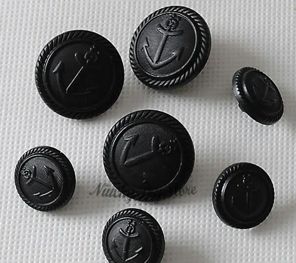 Mixed 25mm & 17mm black British anchor buttons overcoat windbreaker fashion buttons clothing accessories wholesale