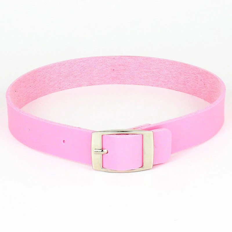 Summer Pink Collar Choker Belt Necklace Pendant PU Leather Choker Necklaces Punk Goth Jewelry Chocker Necklace