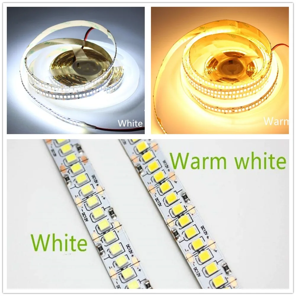 LED Strip 2835 SMD 240LEDs/m 5M 300/600/1200 Leds DC12V High Bright Flexible LED Rope Ribbon Tape Light Warm White / Cold White