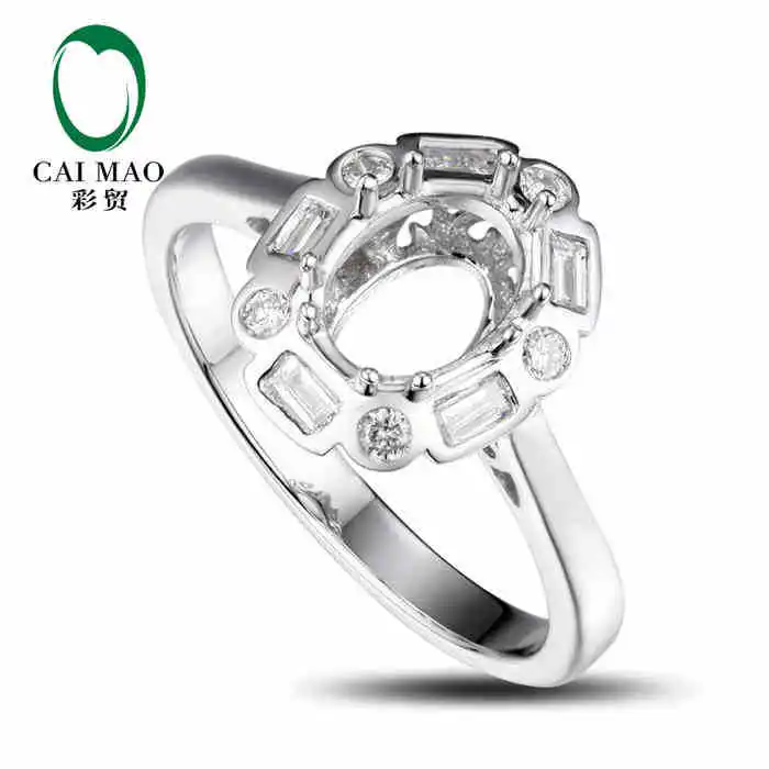 

CaiMao Oval cut Semi Mount Ring Settings & 0.26ct Diamond 18k White Gold Gemstone Engagement Ring Fine Jewelry