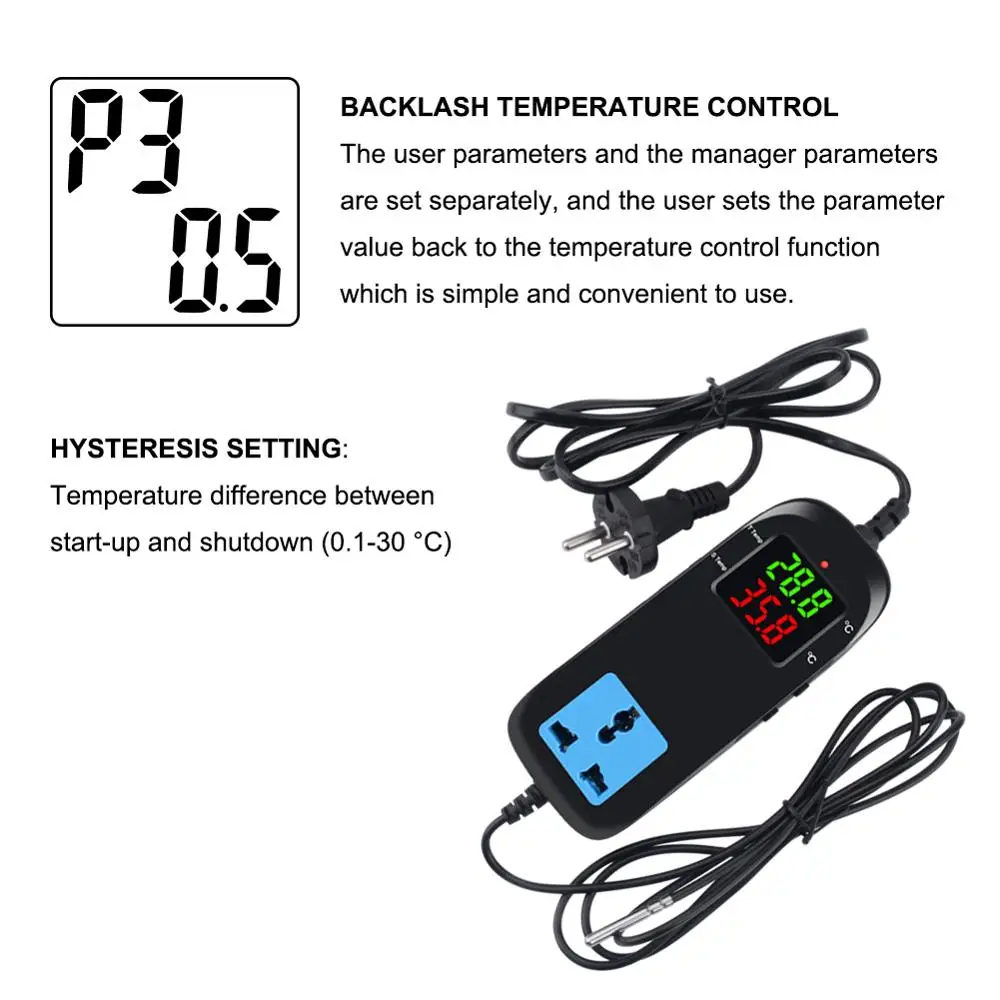 Yieryi MH-2000 AC90V~ 250V Quality Electronic Thermostat LED Digital Breeding Temperature Controller With Socket