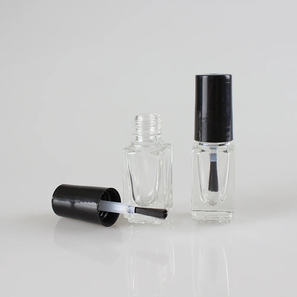 Multiple Styles Clear Glass Gel Nail Polish Bottle 5ml with Black Brush