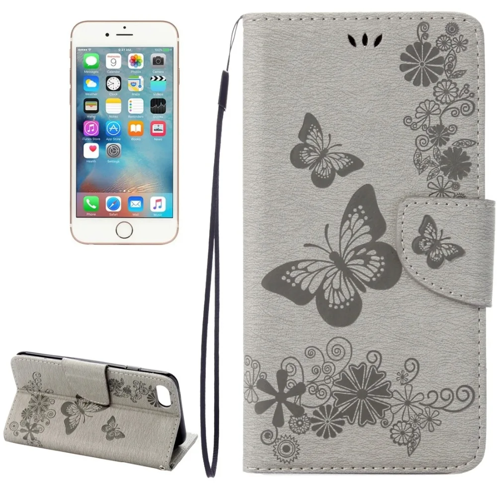 For iPhone 7 Pressed Butterfly Flowers Pattern Horizontal Flip Leather Case with Holder & Card Slots & Wallet