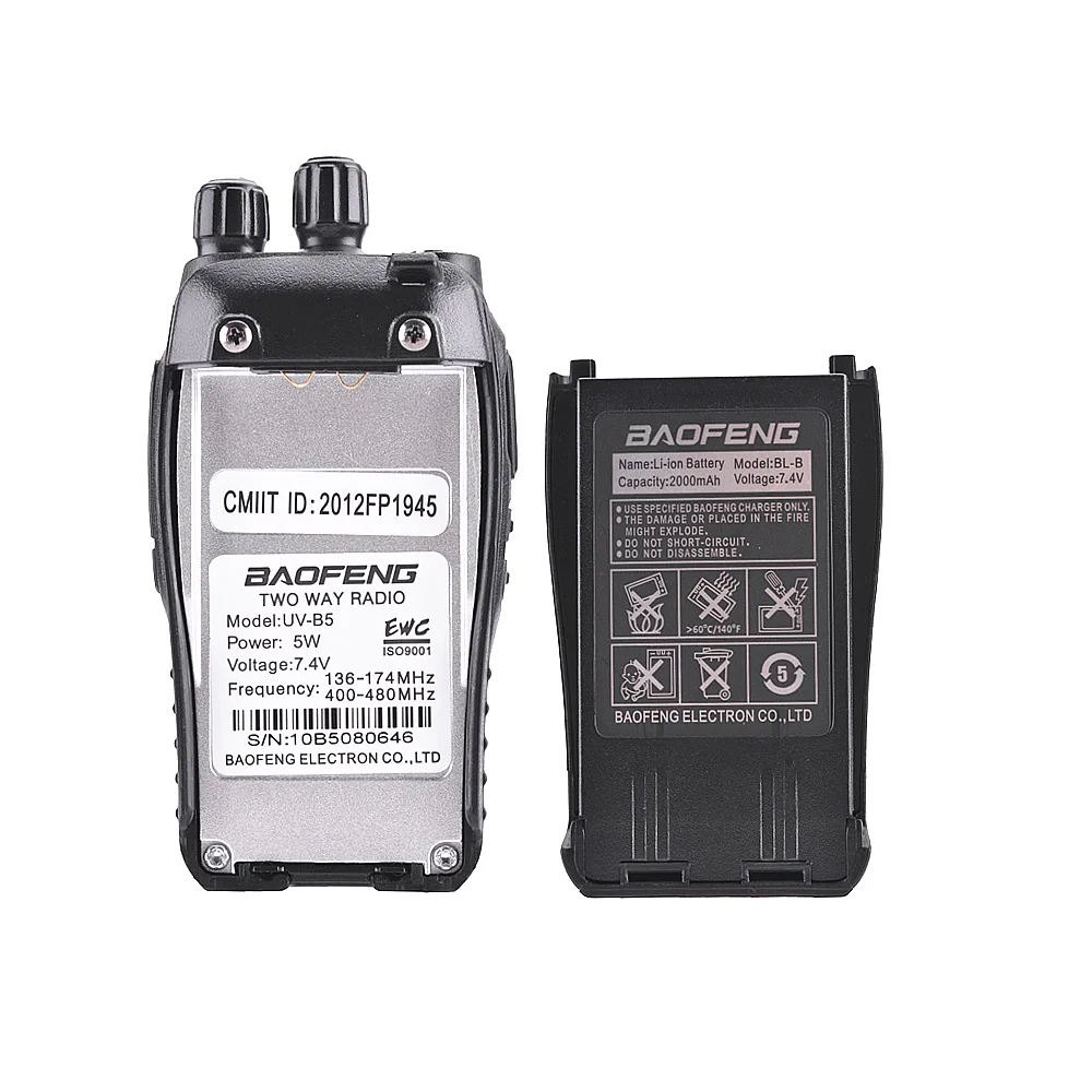 100% Original Baofeng UV-B5 Two Way Radio Station VHF UHF 5W 99CH Ham Radio FM Transmitter Handheld Walkie Talkie B5 Transceiver