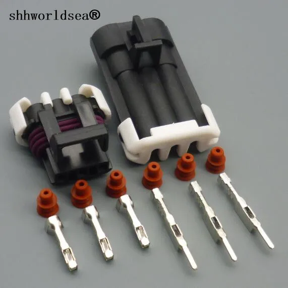 Shhworldsea 5/100Sets 3 Pin 1.5mm 1212961 12129615 12110293 150 Auto Wire Connector Male Female Front Lamp Plug For CHEVROLET