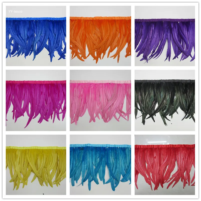 

35-40cm Rooster Tail Trim Coque Feather Trimming/Ribbon For Crafts Dress Skirt Carnival Costumes Plumes wedding decoration