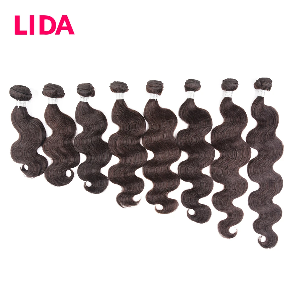 LIDA rambut manusia ekstensi rambut gelombang tubuh Tiongkok rambut manusia non-remy 3 bundel rambut alami untuk wanita