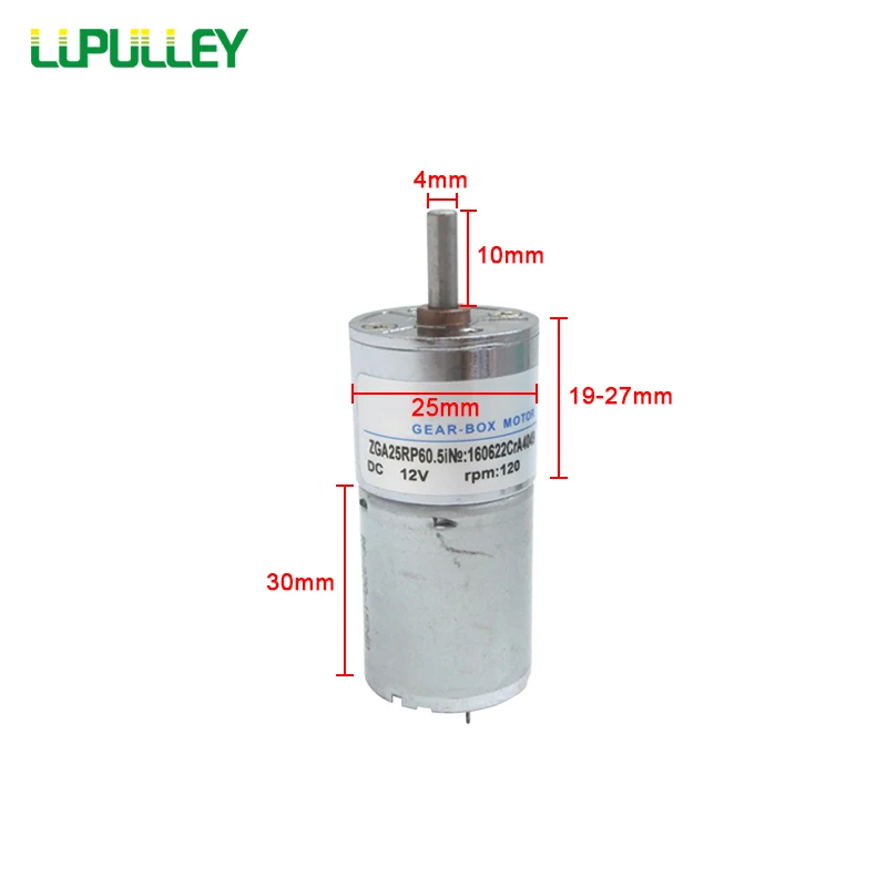 LUPULLEY DC Geared Motor 12V 24V ZGA25RP Variable Speed Reversible Rotation Motors 5/10/20/30/40/50/60/80/100/120/200/300RPM