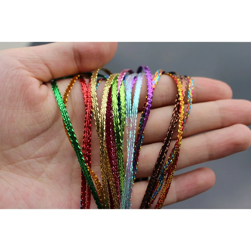 Tigofly 15 packs colors Flat Braided Lace Line 3mm Pearlescent Tones Emerger Streamer Rib Body Saltwater Fly Tying Materials