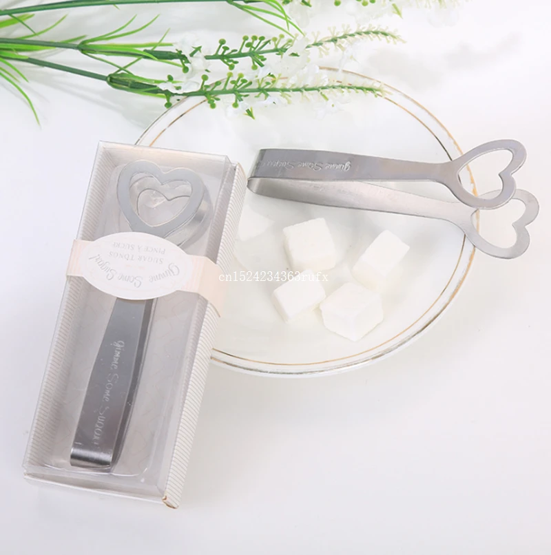 

50pcs Stainless Steel Heart Shaped Sugar Tong in Gift Package Wedding Gift Sugar Clips Mini Clamp Tong Party Favors