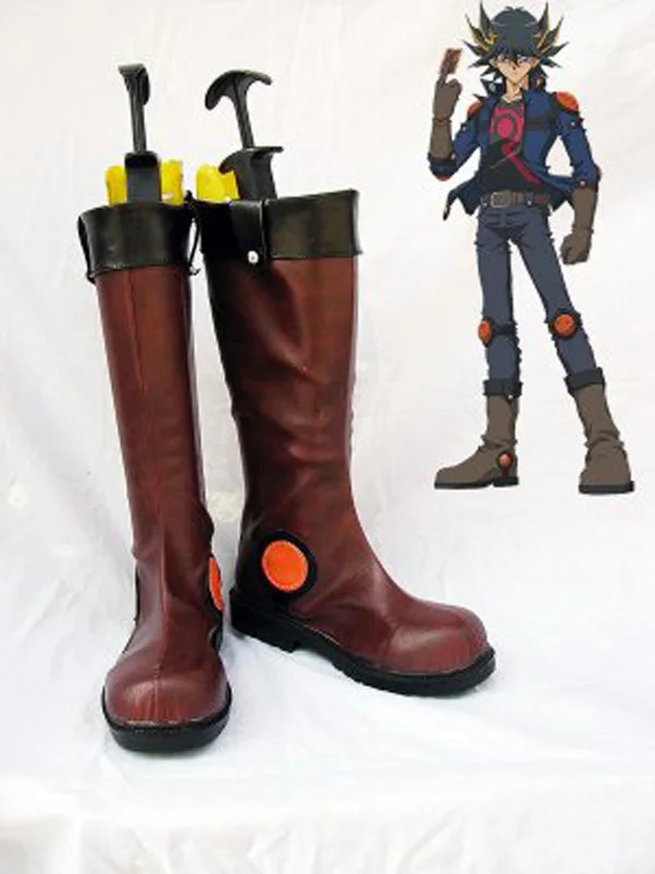 

Yu-Gi-Oh! Yusei Fudo Brown Cosplay Boots Shoes Anime Party Cosplay Boots Custom Made Men Shoes