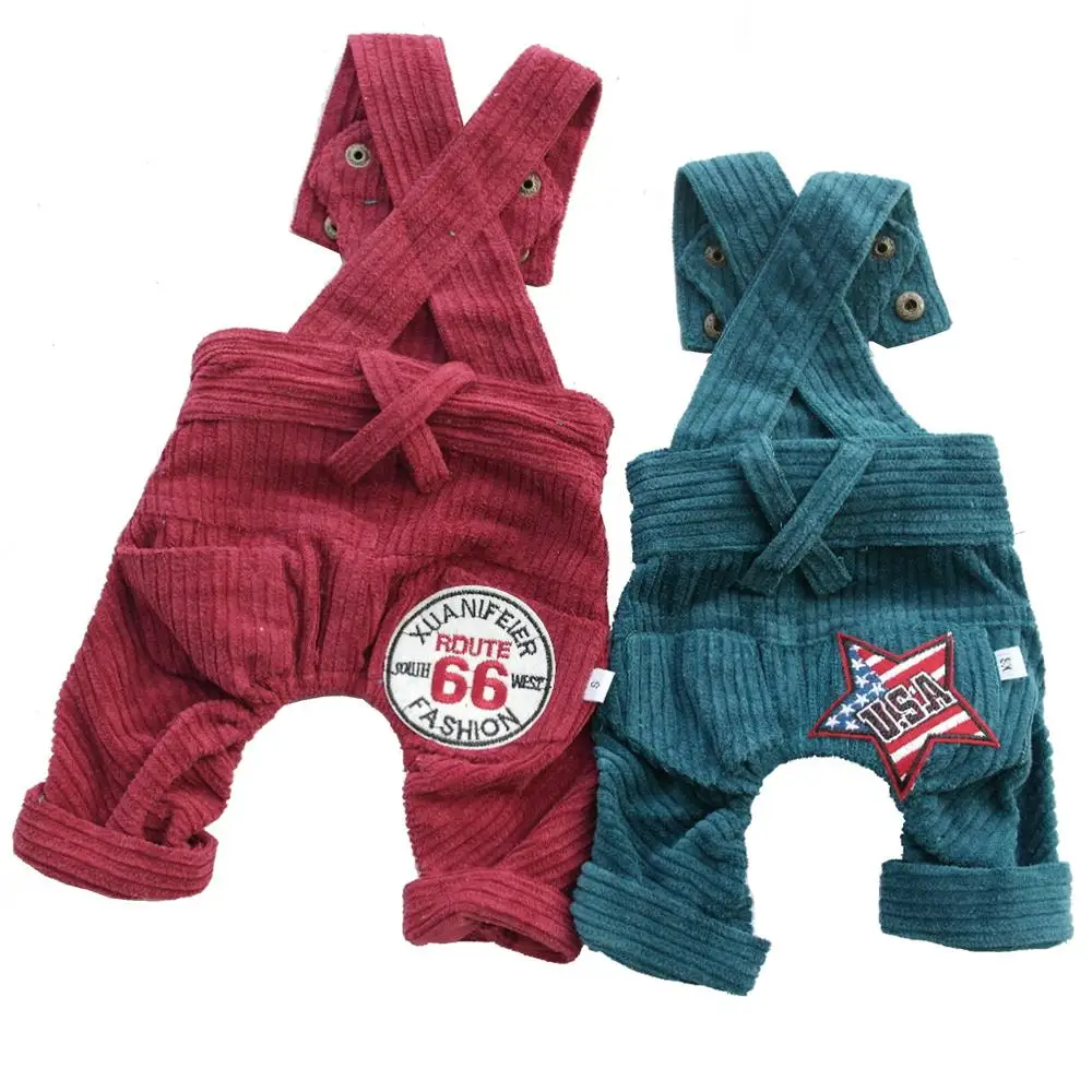 Warm Cordurory Clothing for Small Dogs, Pet Jumpsuit, Dog Rompers, Autumn, XS, S, M, L