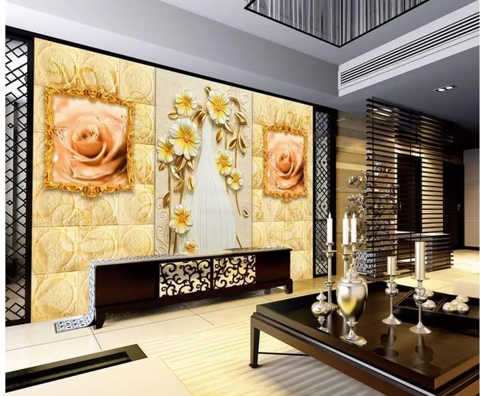 

3d customized wallpaper Flower Sandstone Relief Background Wall Mural photo 3d wallpaper room modern wallpaper