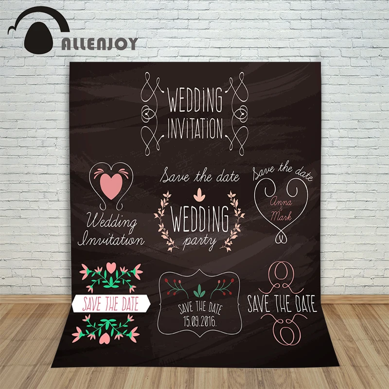 Allenjoy photography background Black love hearts wedding custom information beautiful photocall background for photos