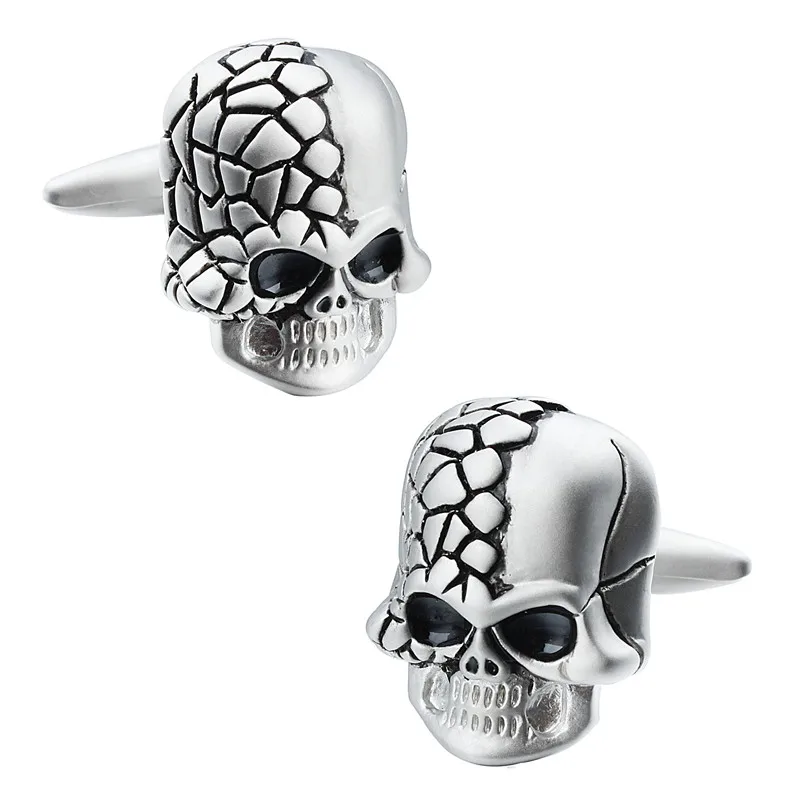 HAWSON Skull Cuff Button with Black Enamel Mens Stylish Alien Cufflinks for Halloween Gift