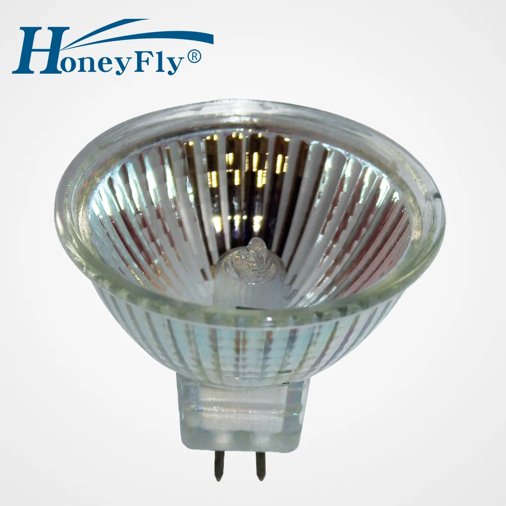 HoneyFly 10pcs Machine Tool MR16 Halogen Lamp Spotlight 36V 2700K 35W/50W/60W GU5.3 Halogen Bulb Light with Cover Clear Glass