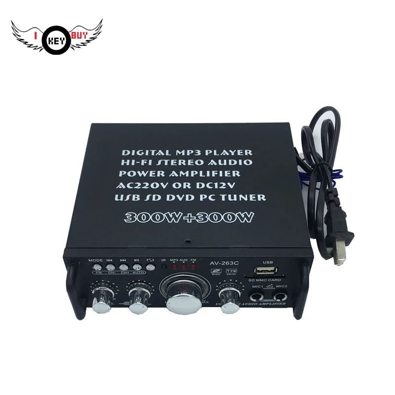 

12V 220V Mini 2CH Car Auto Amp Amplifier Stereo USB SD Card Player FM Electronic Digital For Automobile