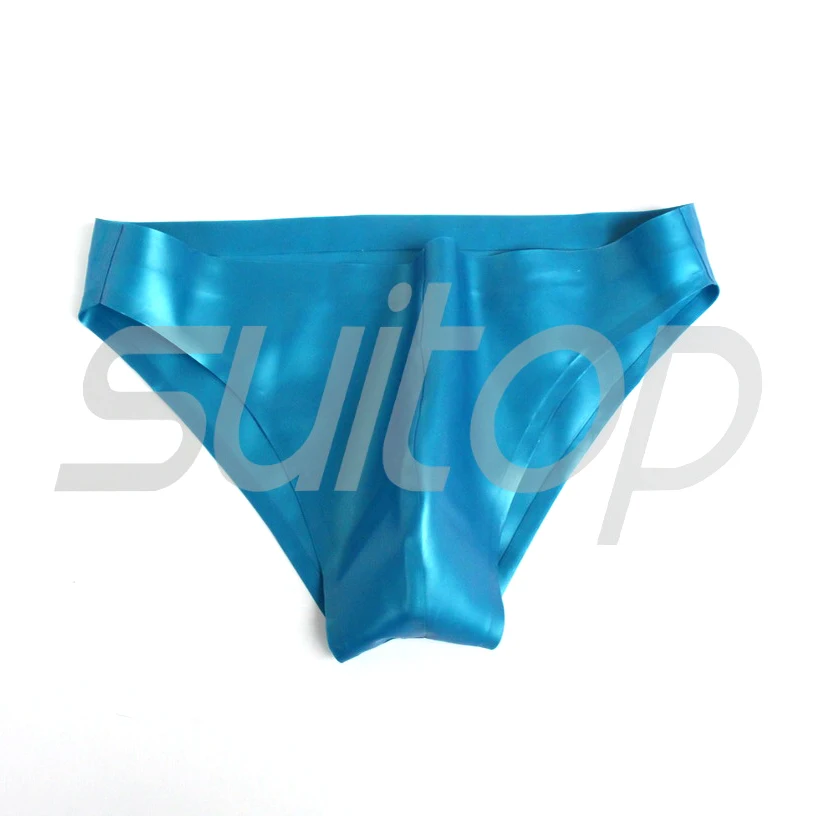 New men\'s latex briefs in metallic blue