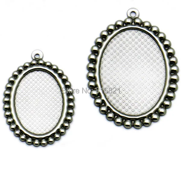 

Blank Bezel Settings Cabochon bases Stainless Steel 13x18mm 18x25mm inner Oval Bezel tray with Loop Pendant Findings DIY Crafts