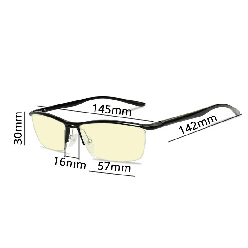 Blue Light Blocking Men\'s Computer Glasses Transparent Spectacles Anti Blueray Protective Eyewear Magnesium Aluminum Yellow Lens