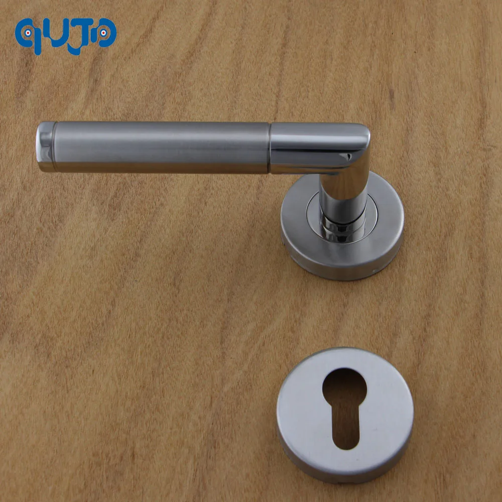 

5Sets Door Handle Stainless Steel Commercial Tube Door Lever Handles On Rose Polished and Satin For Wood Door