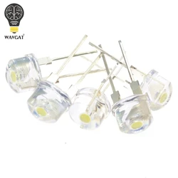 WAVGAT 50PCS F8 8MM White LED Super Bright Straw Hat Light Emitting Diode Highlighted White 0.5W Astigmatism