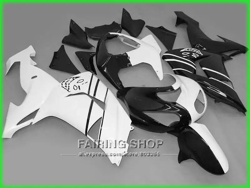 Half white black Fairings For Kawasaki Ninja ZX10r 2006 2007 06 07 100%fit Best quality Injection Fairing kit  x123