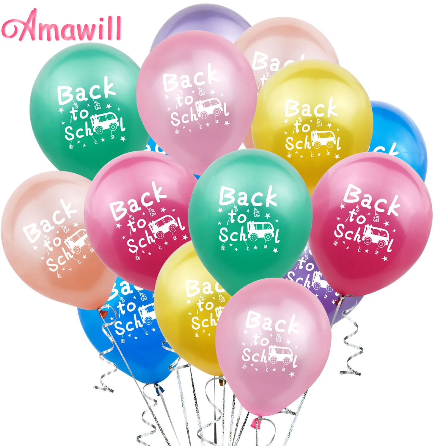 Amawill 12inch Back To School Multicolor Balloon For Welcome Teacher Student Party School Kindergarten Classroom Decorations 8D