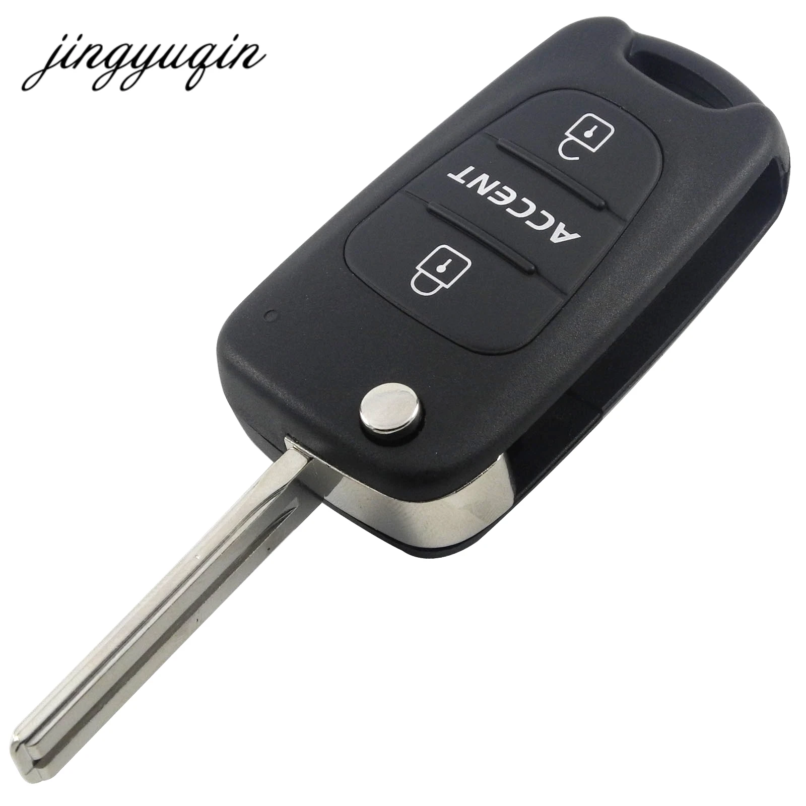 

jinyuqin 10pcs/lot Flip Folding Remote Key Shell Case Fit for Hyundai Accent 3 Buttons Keyless Entry Fob Cover Car Alarm Housing
