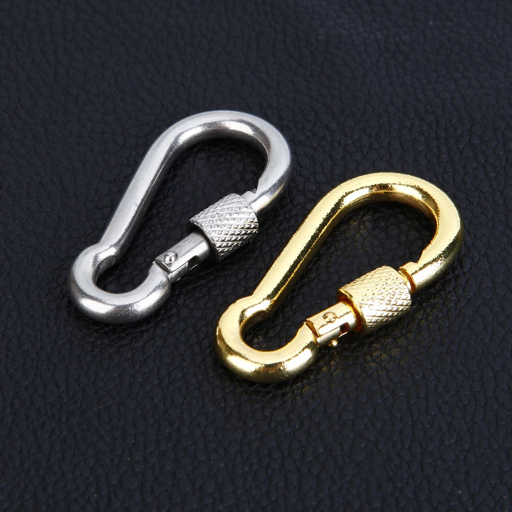 2Pcs 5x50mm Snap hook With Screw Quick safe Lock Chain Fastener Hooks Carabiner Silver/Red Bronze/Gold Repair Hiking Camping