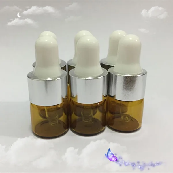 

100 pcs 1ml Brown Small Glass Dropper Bottles For Essential Oil,1ml amber mini empty Perfume Glass Sampling bottle