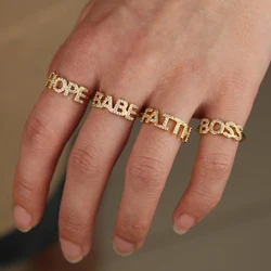 customize letter women finger ring gold color size 6 7 8 pave cz fashion meanning engagement rings