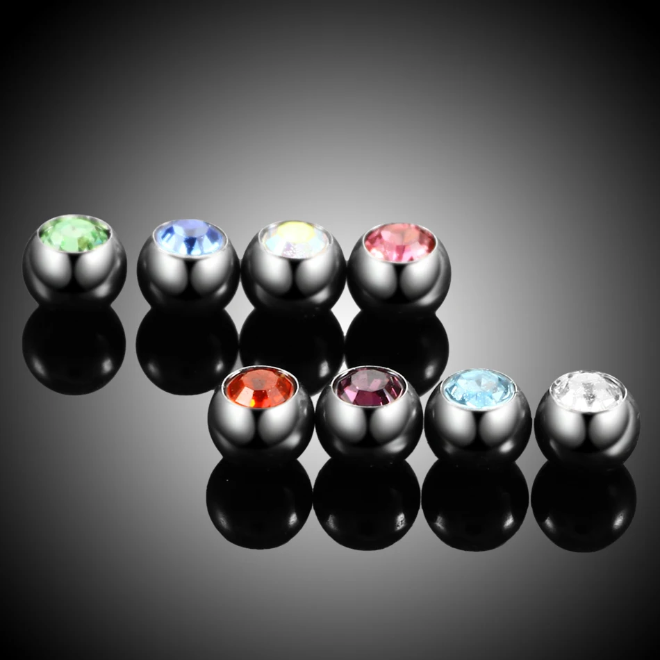 10Pcs/lot G23 Titanium Replacement Spare Balls Labret Tongue Ring Belly Eyebrow Ear Piercing Attachment 16G 14G DIY Body Jewelry