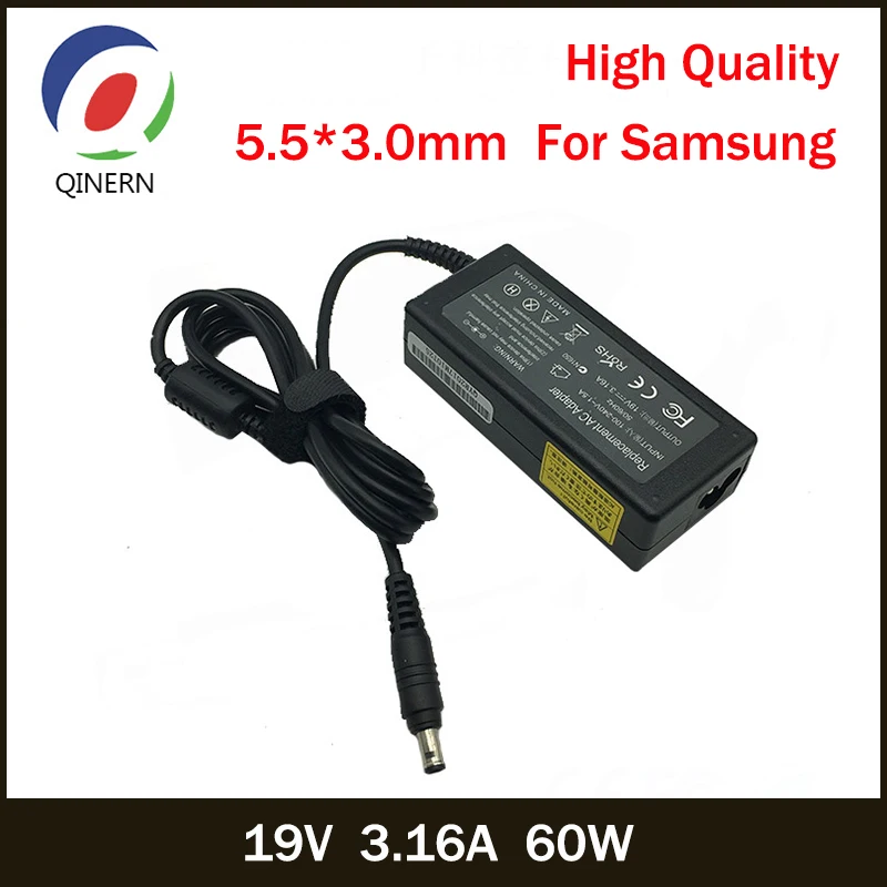 

QINERN 19V 3.16A 60W 5.5*3.0mm AC Laptop Charger Power Adapter For Samsung R429 RV411 R428 RV415 RV420 RV515 R540 R510 R522 R530