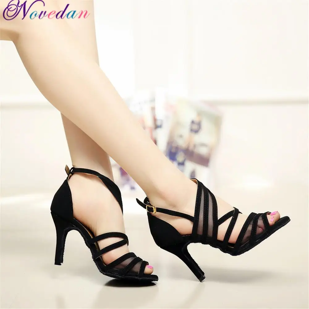 Women Professional Ballroom Latin Dance Shoes Black Salsa Shoes High Heels 6/7.5/8.5cm Red Samba Tango Kizomba Dance Shoes