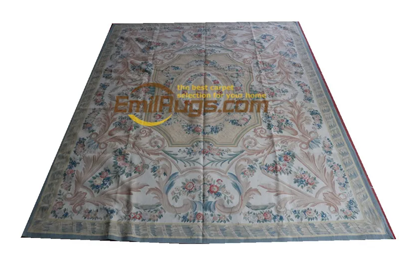 hand woven wool carpet french aubusson rugs in 244CMX305CM 8'X 10' Beige big side beige 20 8x10 (1)gc168aubyg4