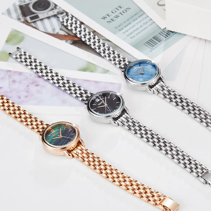 Silver&Rose Gold Rainbow Marble Dial Quartz Women Watch Simple Design Ladies Small Bracelet Female Watch Wristwatch Clock Women