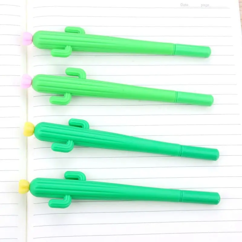 100 Pcs Korean Creative Small Fresh Cactus Shape Cute Neutral Pen Student with Black Water Pen Kawaii School Supplies Stationery