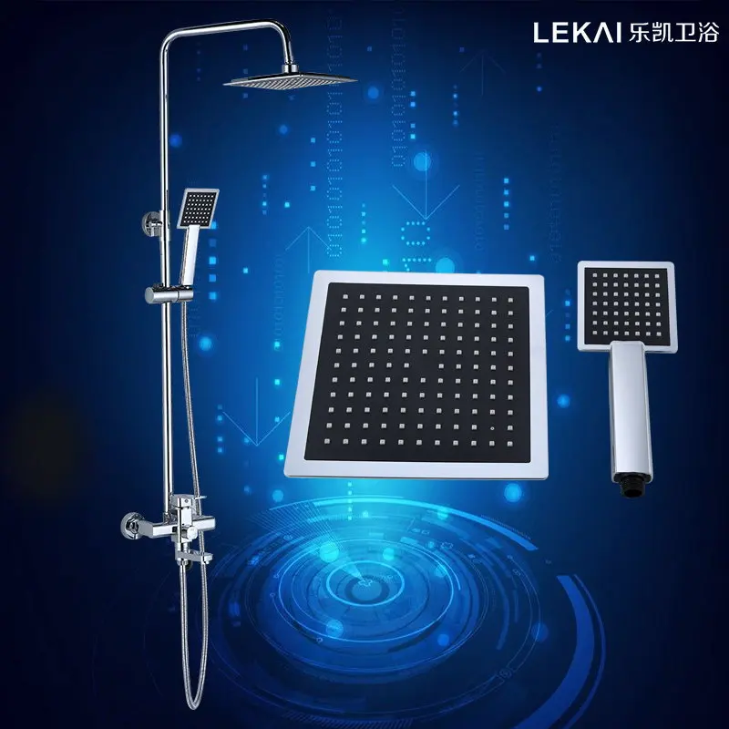 Quartet three stalls wall shower faucet set bathroom massage pressurized shower nozzle water saving, hot and cold shower mixing